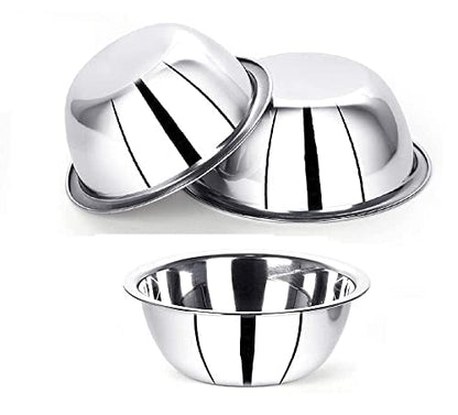 VINOD Steel Mixing and Serving Donga Stainless Steel Bowl -3 Pcs Set