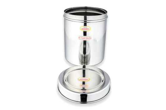 JAGGERY® Stainless Steel Tall Container, Ubha Dabba (Set of 2) (Dia_19, Height_ 21Cm, Capacity_ 4.8 Litre, Silver)
