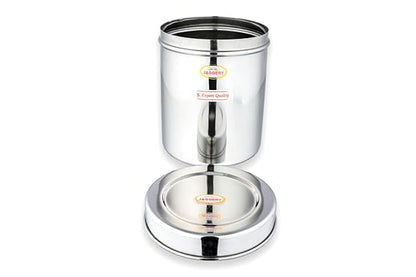 JAGGERY Stainless Steel Tall Container, Ubha Dabba (Set Of 2) (Dia_14 Cm, Height_ 17 Cm, Capacity_ 2 Litre),Silver