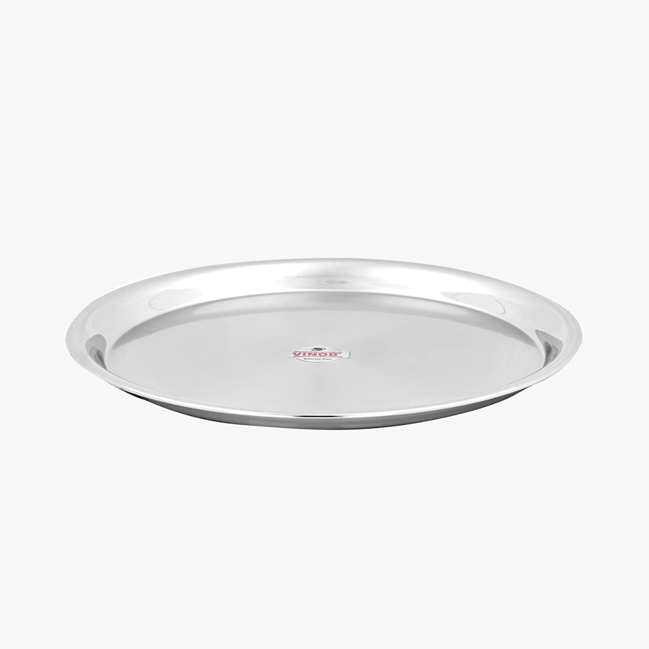 Vinod Stainless Steel Two Tone German Bogi Plate, Lunch & Dinner Plate, Set of 4 Pieces, Diameter 28.5 cm, Smokey Grey, Large