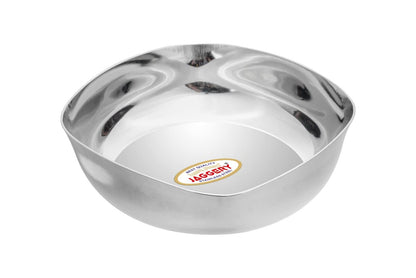 JAGGERY Stainless Steel Heavy Gauge Mirror Finished Square 5 pcs Thali Set, Dinner Set