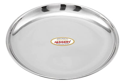 JAGGERY® Stainless Steel Dinner Thali, Lunch Dinner Thali Plates, Bangla Bogi Small/Quarter Plate,Pack of 4, Dia - 18.5 Cm