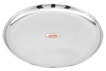 JAGGERY® Stainless Steel Dinner Thali, Lunch Dinner Thali Plates, Bangla Bogi Full/Standard Size Plate,Pack of 6, Dia - 26 Cm