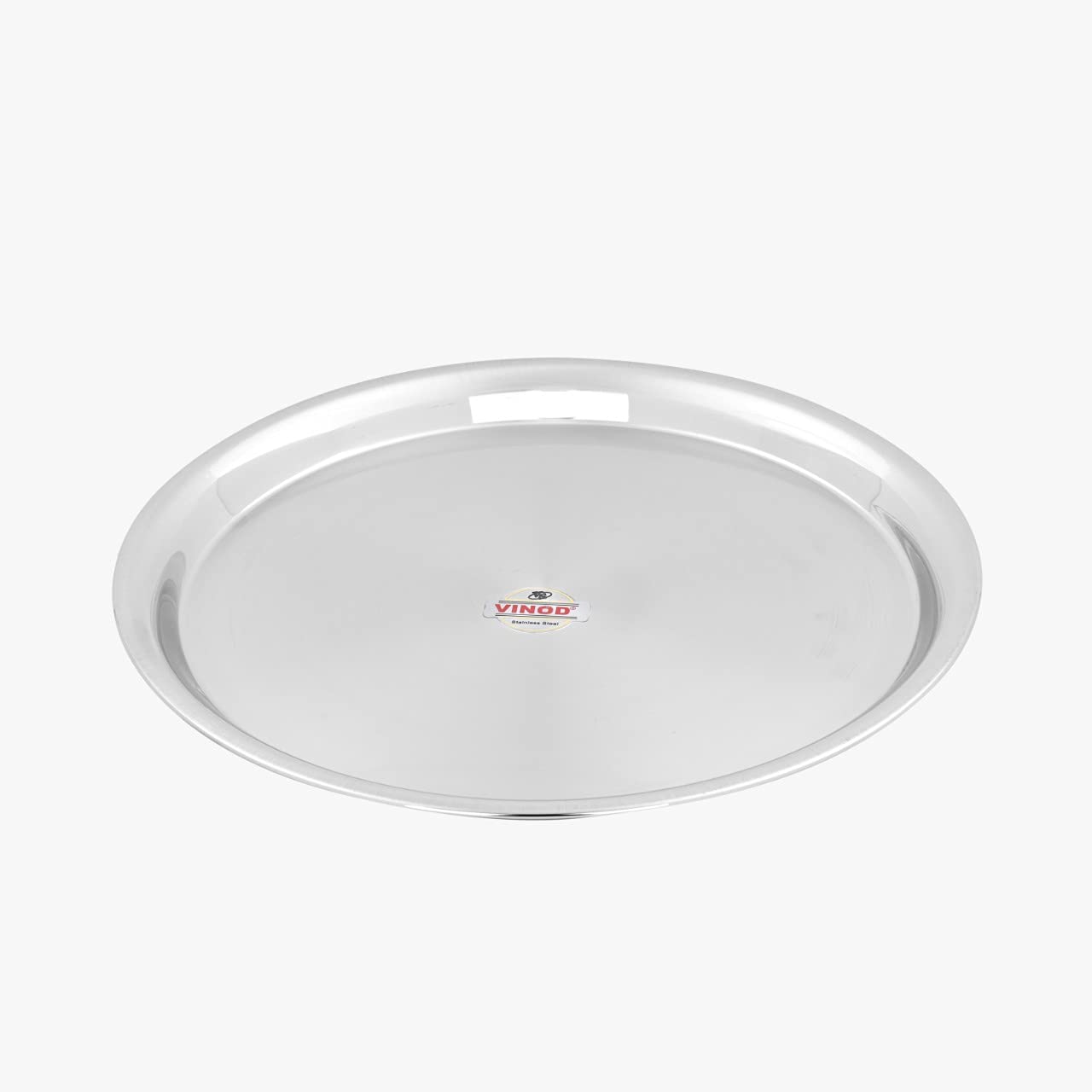 Vinod Stainless Steel Two Tone German Bogi Plate, Lunch & Dinner Plate, Set of 4 Pieces, Diameter 28.5 cm, Smokey Grey, Large