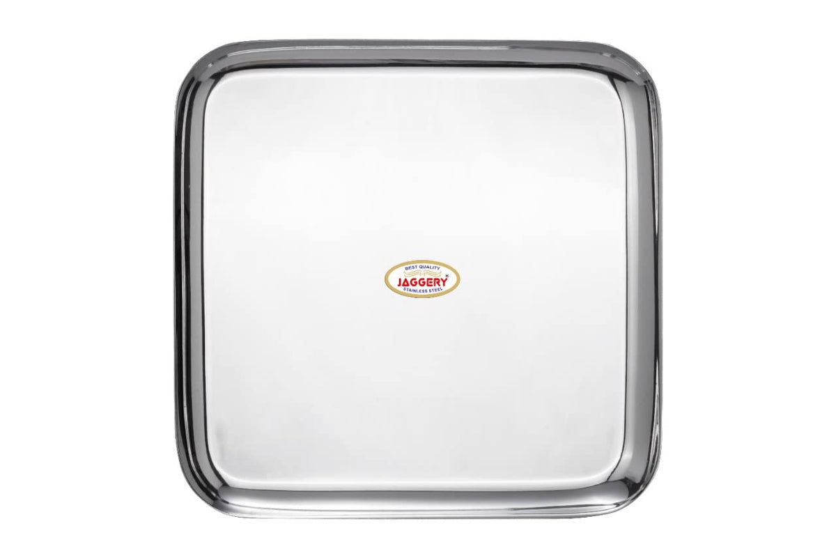 JAGGERY Stainless Steel Heavy Gauge Mirror Finished Square 5 pcs Thali Set, Dinner Set
