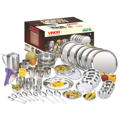 Vinod Steel Stainless Steel Dinner Set - 55 Pcs
