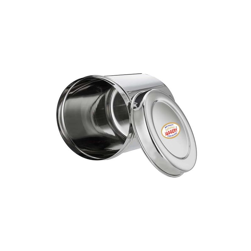 JAGGERY Stainless Steel Tall Container, Ubha Dabba (Set Of 2) (Dia_14 Cm, Height_ 17 Cm, Capacity_ 2 Litre),Silver