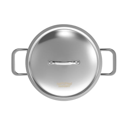 JAGGERY Triply Stainless Steel 1.8 litres Kadai with Stainless Steel Lid, 22 cm Kadhai with Lid, 3 Layer Stainless Steel Cookware, Induction Bottom and Gas Stove Ready