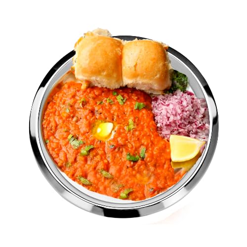 Vinod Stainless Steel Two Tone Plate, Lunch & Dinner Plate, Set of 4 Pieces, Diameter 31.5 cm, Smokey Grey, Large