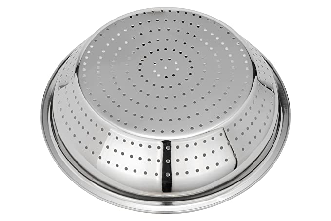 JAGGERY Stainless Steel Multipurpose Heavy Gauge Hole Parat, Rice Strainer,Chalni (Dia - 35 cm)