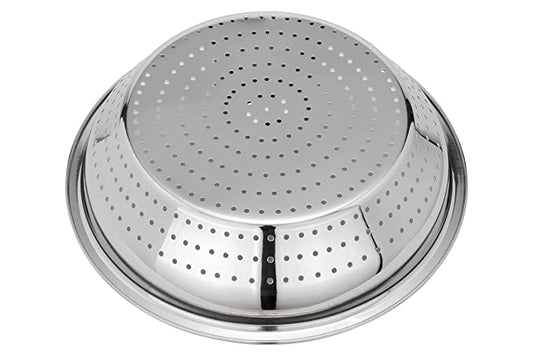 JAGGERY Stainless Steel Multipurpose Heavy Gauge Stainless Steel Hole Parat, Rice Strainer, Chalni (Dia-27cm, Height-7cm)