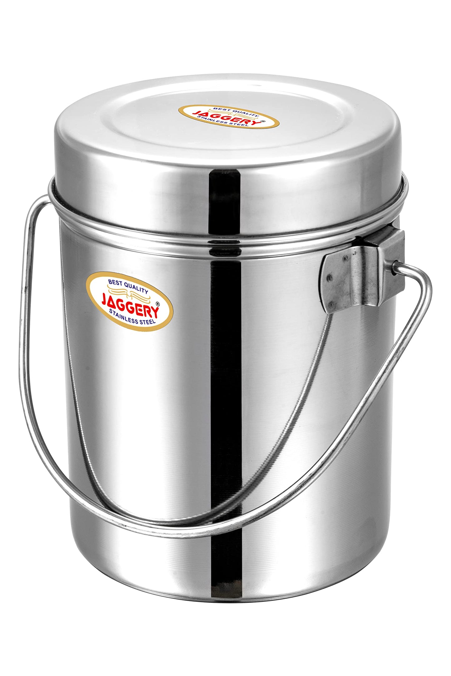 JAGGERY Stainless Steel Milk Pot, Container With Handle, Ghee Can, Oil Dabba (Capacity-1 Liter)