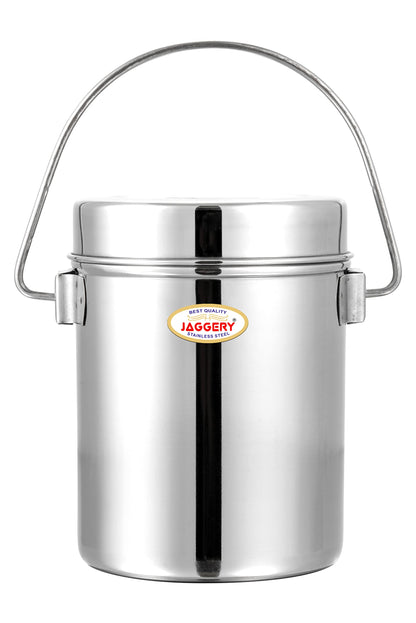 JAGGERY Stainless Steel Milk Pot, Container With Handle, Ghee Can, Oil Dabba