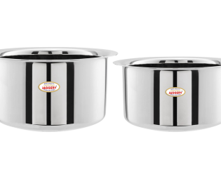 JAGGERY Brand- Stainless Steel Round Bottom Heavy Gauge Patila/Bhagona/Tapeli/Tope 3.5 LTR, 4.5 LTR, (Pack of 2)