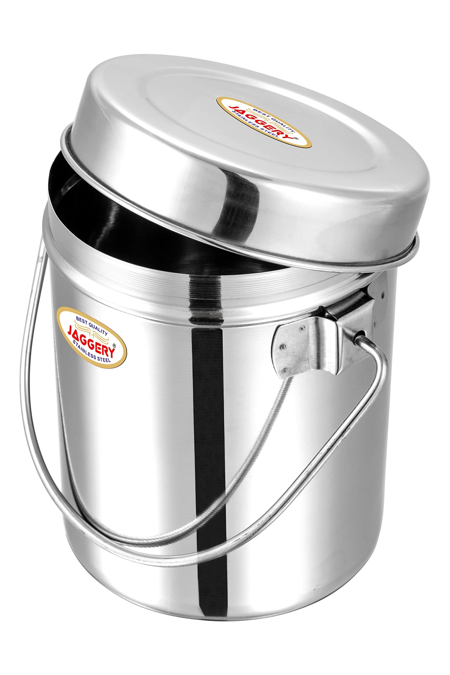 JAGGERY Stainless Steel Milk Pot, Container With Handle, Ghee Can, Oil Dabba (Capacity-1 Liter)