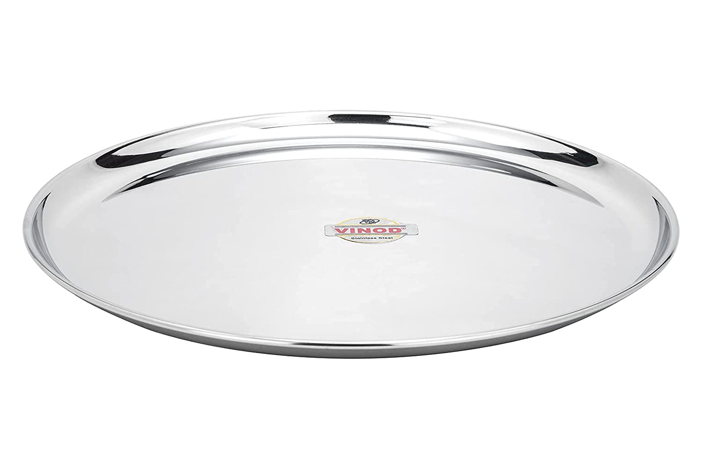 Vinod Mirror Finished Bangla Bogi Steel Dinner Plate - Pack of 6 (Dia- 29cm, 11.4 inch)