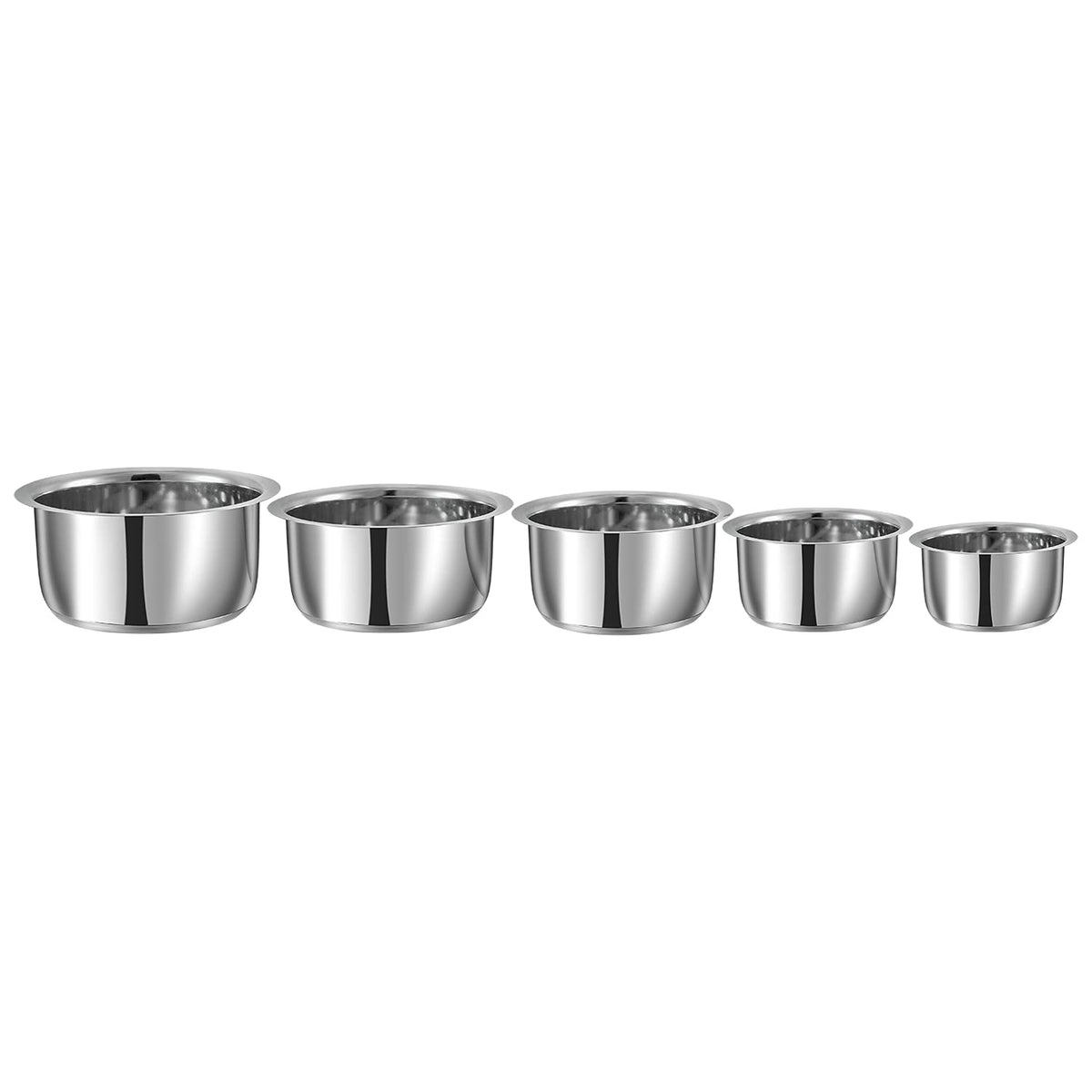 Vinod Stainless Steel Tope Set of 5 Pieces - 0.8L, 1L, 1.4L, 1.8L & 2.2 LTR