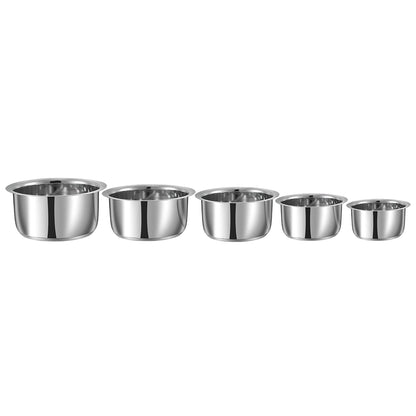 Vinod Stainless Steel Tope Set of 5 Pieces - 0.8L, 1L, 1.4L, 1.8L & 2.2 LTR