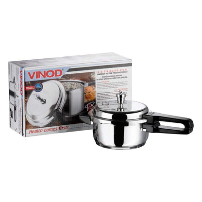Vinod 18/8 Stainless Steel Outer Lid Pressure Cooker Induction and Gas Base | ISI and CE Certified | 2 Years Warranty
