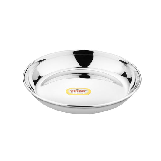 Vinod Stainless Steel Round Beeding Halwa Plate, Set of 6 Pcs