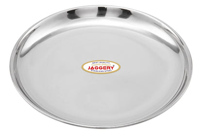 JAGGERY® Stainless Steel Dinner Thali, Lunch Dinner Thali Plates, Bangla Bogi Half Plate,Pack of 6, Dia- 21 cm