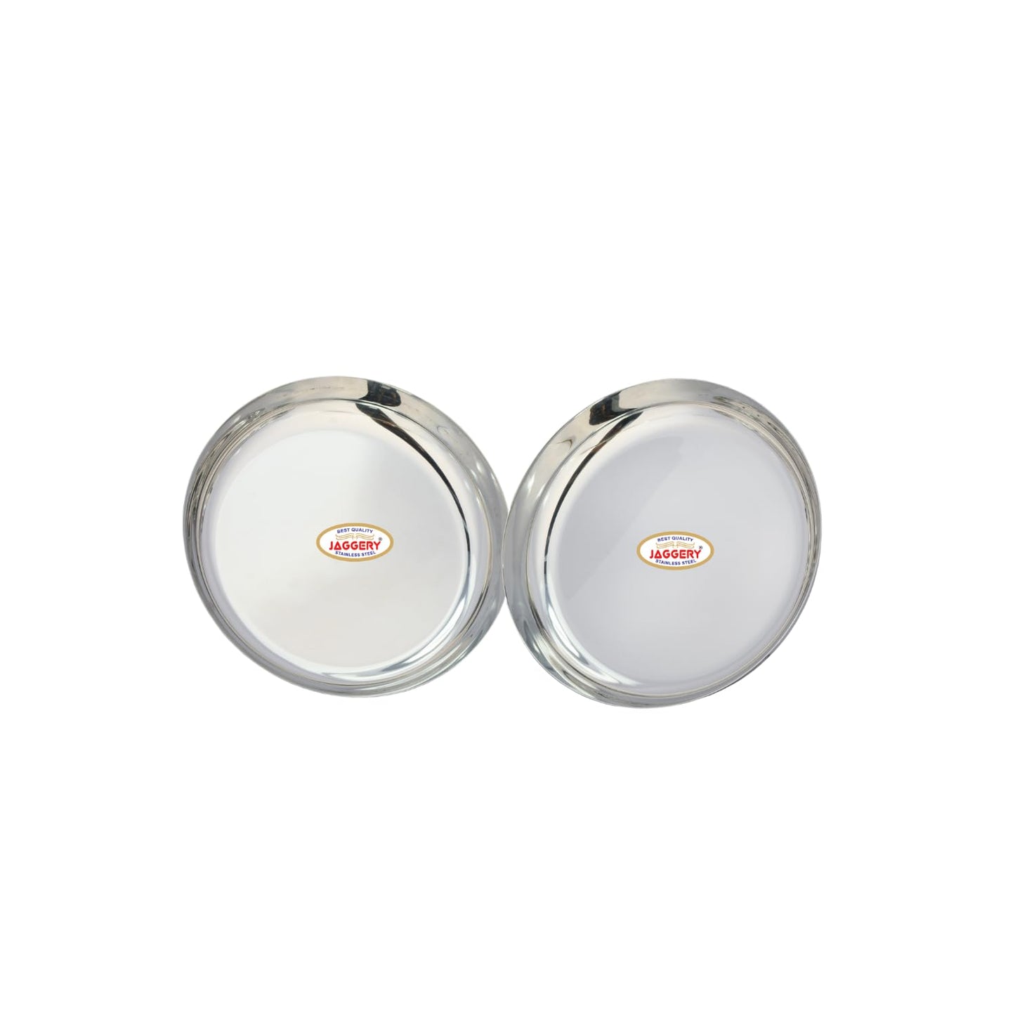 JAGGERY Stainless Steel Rice Platter to Serve Rajma Chawal, Chhole Chawal Or Curry Rice Bowl, Diameter - 21cm (8.26 Inch) Pack of 2 Pcs Thali/Plate