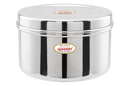 JAGGERY Brand Heavy Gauge Stainless Steel Container/Storage Box/Deep Betha Dabba/Grocery Canister/Multipurpose Dibba, for Laddu/Papad/Chips/idli/snacks/sweets/chapati,puri etc (10no.)