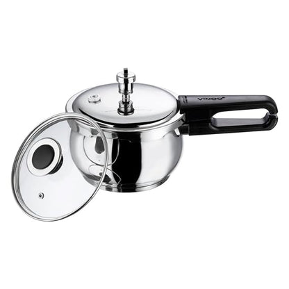Vinod Splendid Plus Stainless Steel Outer Lid Pressure Cooker, Extra Glass Lid | ISI & CE Certified