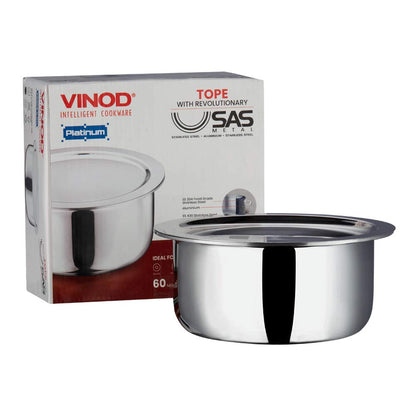 Vinod Platinum Triply Stainless Steel Tope/Patila with Stainless Steel Lid | Induction and Gas Stove Friendly, 5 Years Warranty