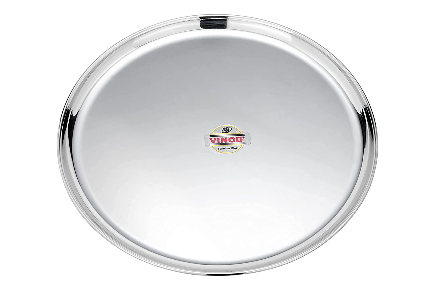 Vinod Mirror Finished Bangla Bogi Steel Half Dinner Plate - Pack of 6 (Dia: 21Cm, 8.3 Inch)