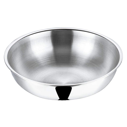 Vinod Platinum Triply Stainless Steel Tasla/Kadai | Heavy Bottom, Fast & Even Heating, Induction and Gas Base Kadhai for Frying & Dough
