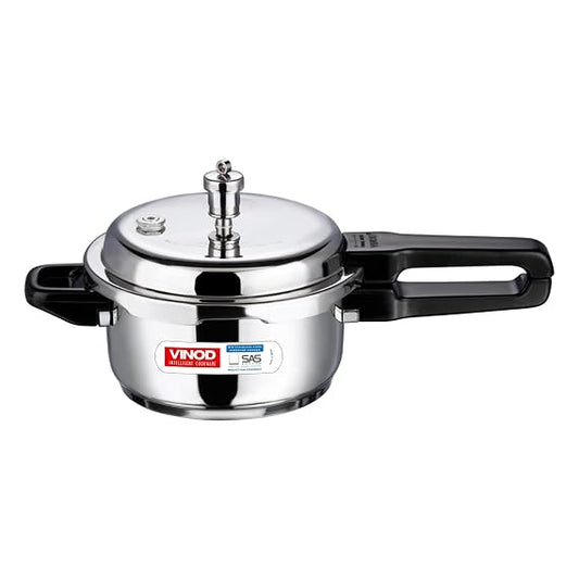 Vinod 18/8 Stainless Steel Outer Lid Pressure Cooker Induction and Gas Base | ISI and CE Certified | 2 Years Warranty