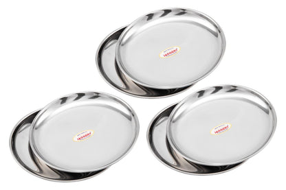 JAGGERY® Stainless Steel Dinner Thali, Lunch Dinner Thali Plates, Bangla Bogi Half Plate,Pack of 6, Dia- 21 cm
