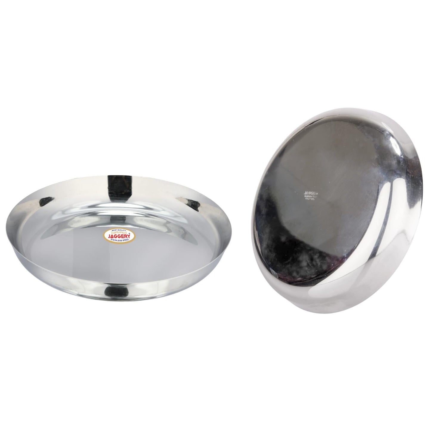 JAGGERY Stainless Steel Rice Platter to Serve Rajma Chawal, Chhole Chawal Or Curry Rice Bowl, Diameter - 21cm (8.26 Inch) Pack of 2 Pcs Thali/Plate