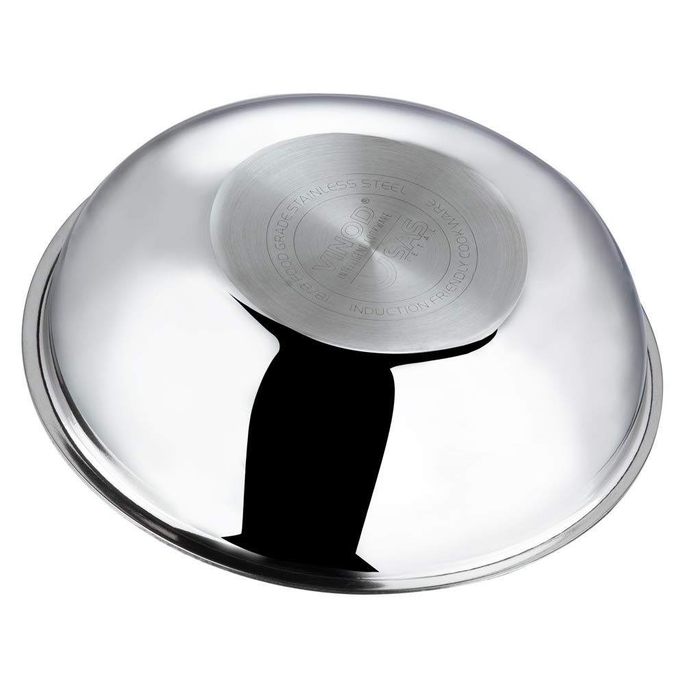 Vinod Platinum Triply Stainless Steel Tasla/Kadai | Heavy Bottom, Fast & Even Heating, Induction and Gas Base Kadhai for Frying & Dough