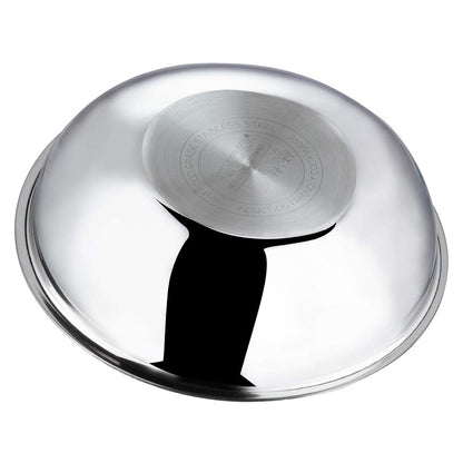 Vinod Platinum Triply Stainless Steel Tasla/Kadai | Heavy Bottom, Fast & Even Heating, Induction and Gas Base Kadhai for Frying & Dough