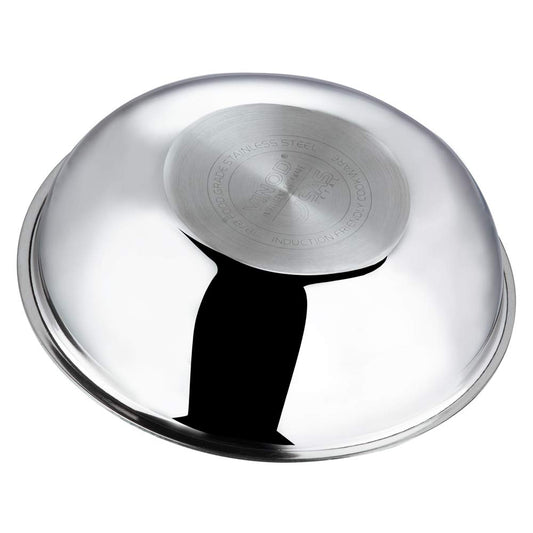 Vinod Platinum Triply Stainless Steel Tasla/Kadai | Heavy Bottom, Fast & Even Heating, Induction and Gas Base Kadhai for Frying & Dough