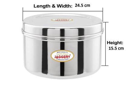 JAGGERY Brand Heavy Gauge Stainless Steel Container/Storage Box/Deep Betha Dabba/Grocery Canister/Multipurpose Dibba (Capacity- 4800Ml, Pack Of 1Pc) For Laddu,Papad,Chips,Idli, Silver