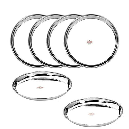 Vinod Stainless Steel Kanchan Bogi Plate, Lunch & Dinner Plate (Pack of 6, Dia 30 cm)