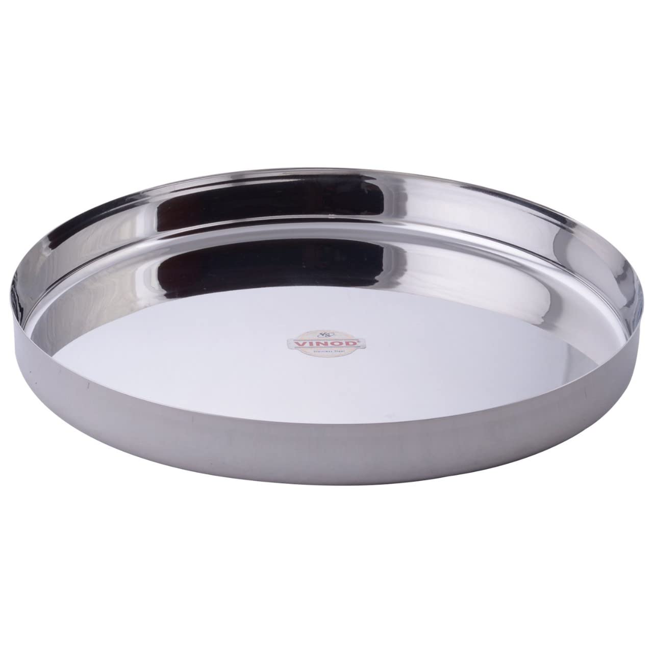 Vinod Stainless Steel Traditional Plate/Bhojan Thali/Khumcha Thali/Dinner Plate,Extra Large Size, Set of 2, Dia: 32.5 cm(13 inch)