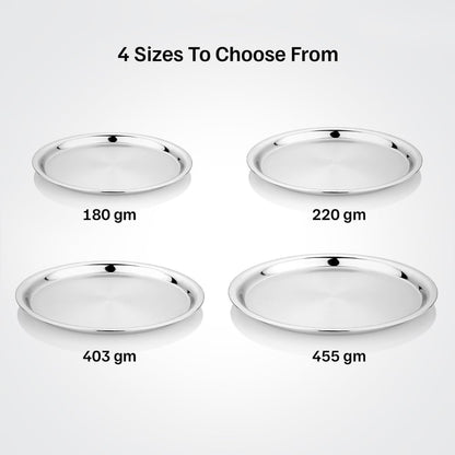 Vinod Stainless Steel Two Tone German Bogi Dish – Serving Dish/Salad Plate/Snack Plate, Set of 6 Pieces, Diameter 21.5 cm, Smokey Grey, Small