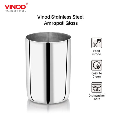 Vinod Amrapalli Steel Glass, 400 ml, 6 Piece, Service for 6