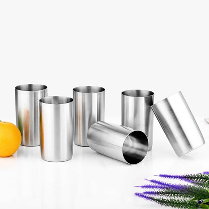 Vinod Stainless Steel Fusion Glass-Six Glasses in one Box - 400 ML