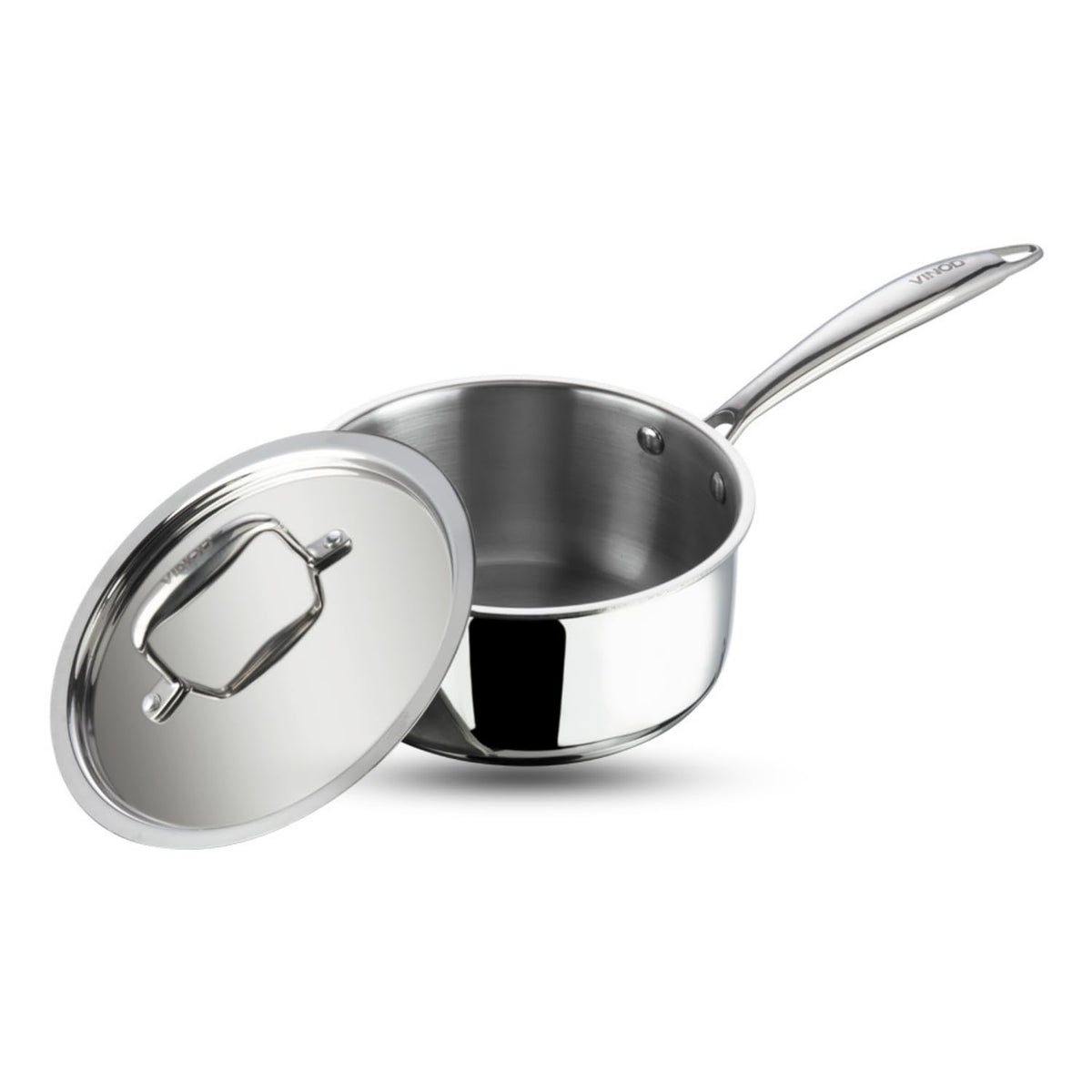 Vinod Platinum Triply Stainless Steel Saucepan with Stainless Steel Lid | 2.5 mm Thick | Tea, Chai Pan | Induction & Gas Friendly | 5 Year Warranty