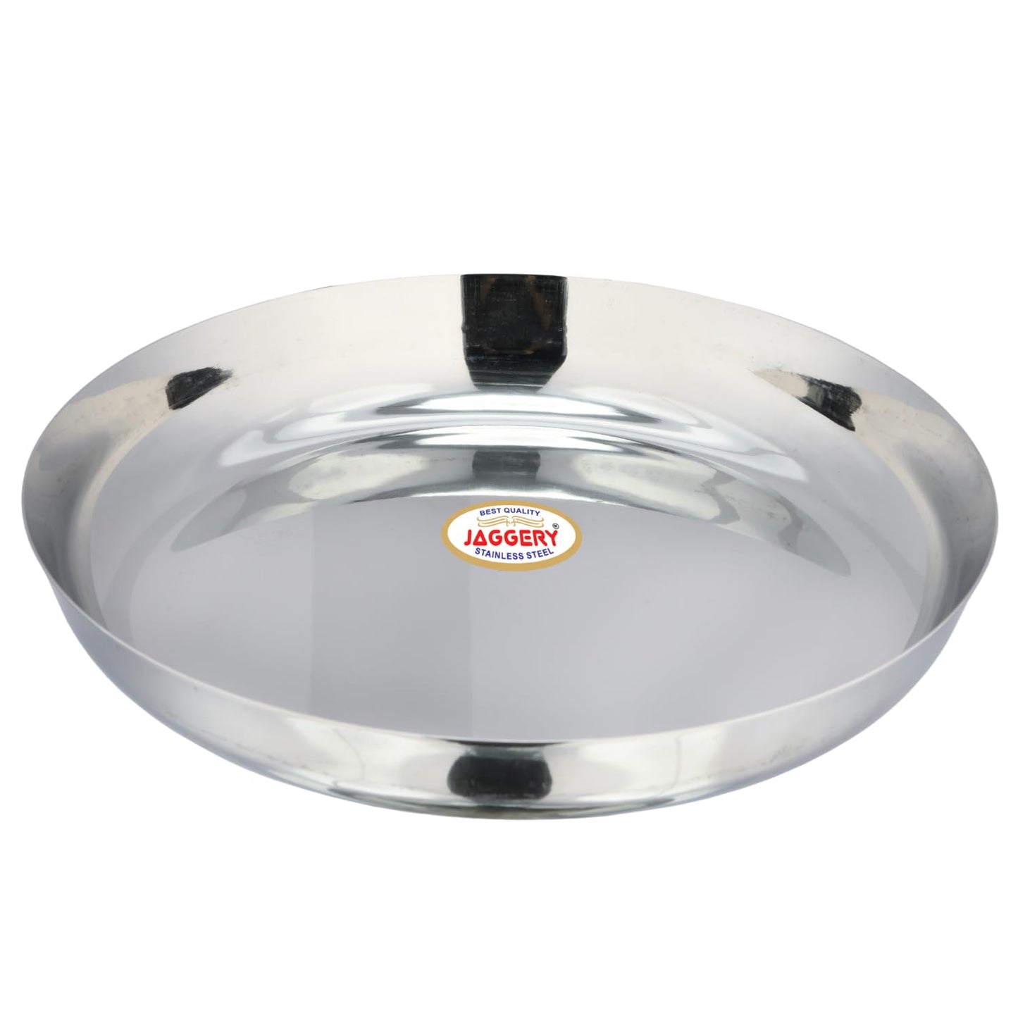 JAGGERY Stainless Steel Rice Platter to Serve Rajma Chawal, Chhole Chawal Or Curry Rice Bowl, Diameter - 21cm (8.26 Inch) Pack of 2 Pcs Thali/Plate