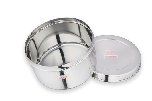 JAGGERY Steel Container Heavy Gauge Stainless, Storage Box, Deep Betha Dabba, Grocery Canister, Multipurpose Dibba (Capacity- 3500Ml,1Pc) For Laddu/Papad/Chips/Idli/Snacks/Sweets/Chapati,Puri,Silver