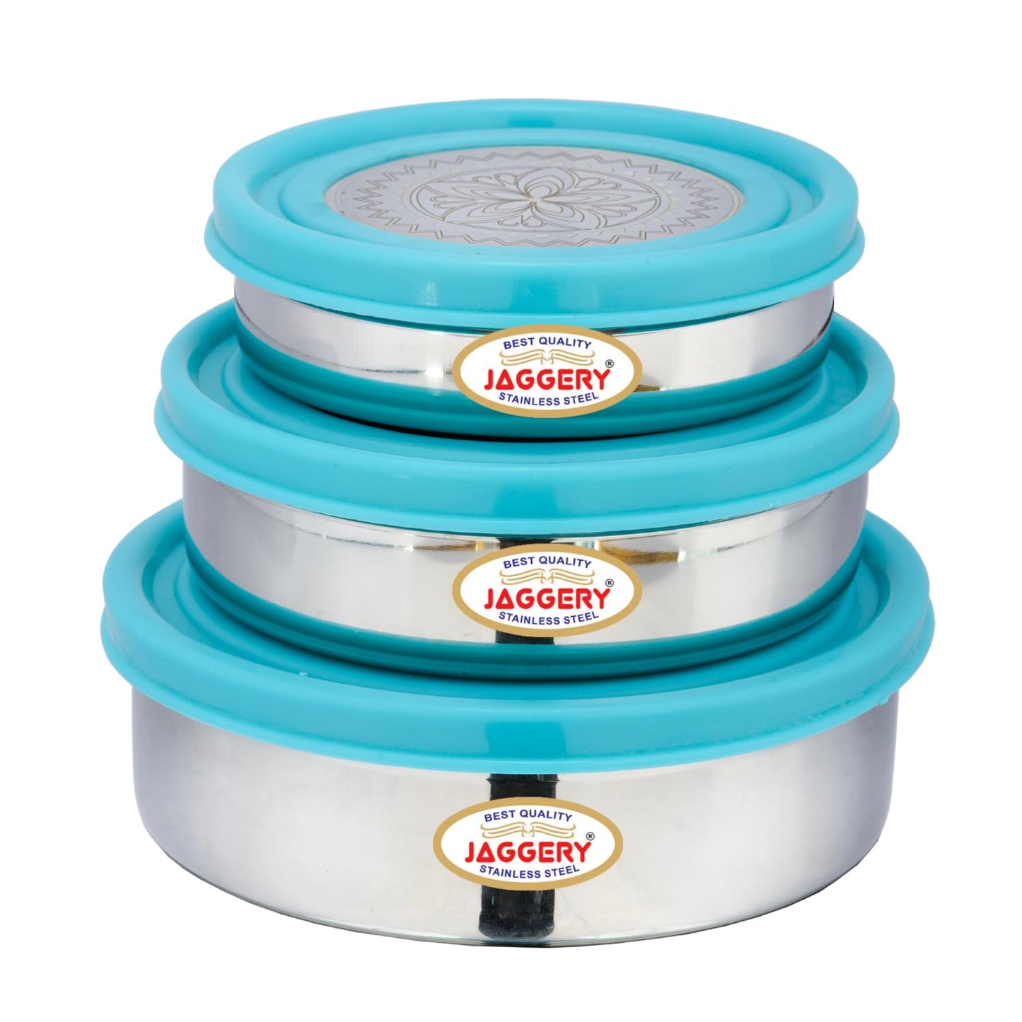 JAGGERY Stainless Steel Slim Airtight Containers With Leak Proof Lids, Set Of 3 Pcs, Capacity-210ml, 350ml, 500ml, Food Grade Silicon Seal, Ideal For carrying Food In Your Backpack