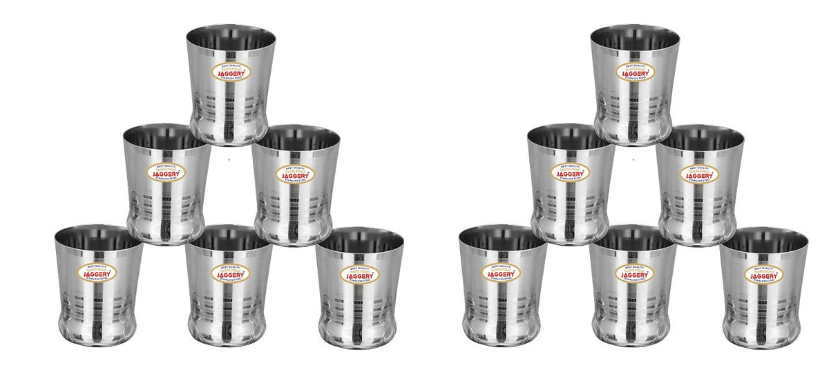 JAGGERY Stainless Steel  Water Milk Juice Glass Set (350ml, Spice)
