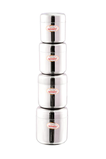 JAGGERY Stainless Steel Apple Dabba, Junior Storage Container, Canisters Set of 4 pcs (200 ml)