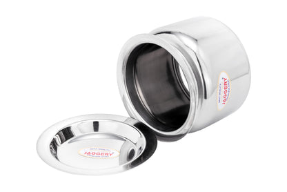 JAGGERY Stainless Steel Ghee Pot,Oil Pot, Pack of 2pcs,Capacity-250ml, (Dia-8.5cm, H-6.5cm)